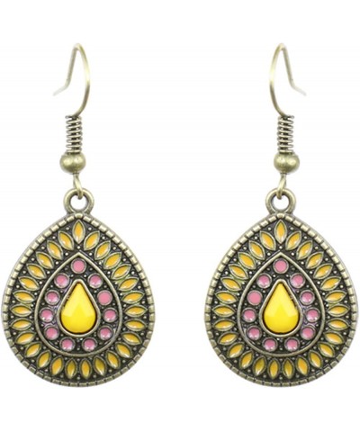 1 Pair Dangle Earrings Vintage Drop Earring Handmade Bohemian Teardrop Earrings Yellow $3.78 Earrings