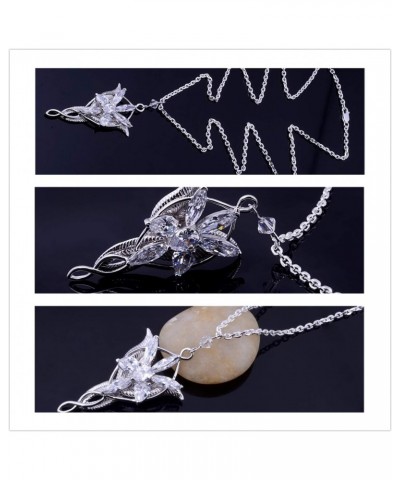 2 Pcs Lord of The Ring Elven Leaf Aragorn Arwen Evenstar Pendant Chain Necklace Princess Chain with Transparent Jewelry Box $...