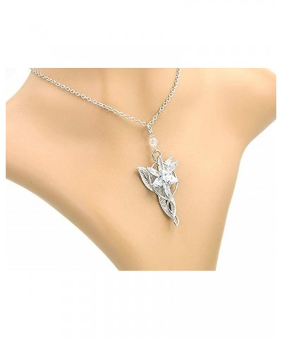 2 Pcs Lord of The Ring Elven Leaf Aragorn Arwen Evenstar Pendant Chain Necklace Princess Chain with Transparent Jewelry Box $...