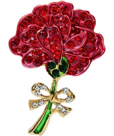 Enamel Red Carnation Flower Brooch Flower Brooches Badge Pin Carnation Rhinestone Brooch Pin Breastpin Jewelry Accessories Gi...