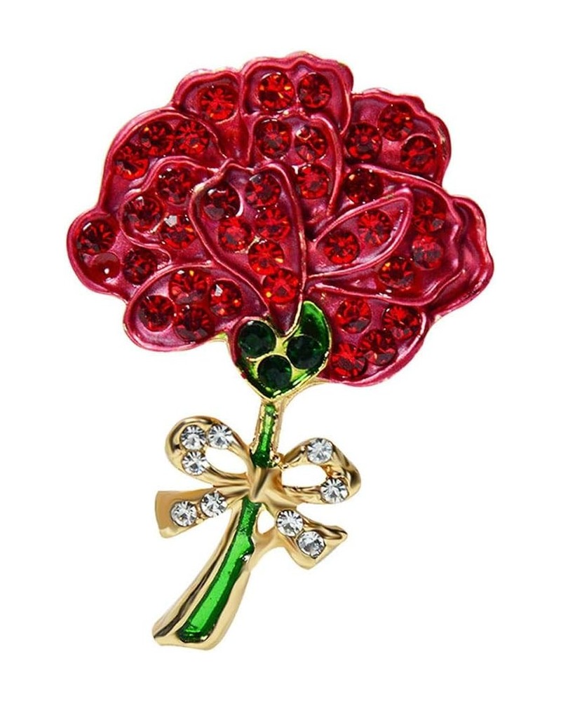 Enamel Red Carnation Flower Brooch Flower Brooches Badge Pin Carnation Rhinestone Brooch Pin Breastpin Jewelry Accessories Gi...