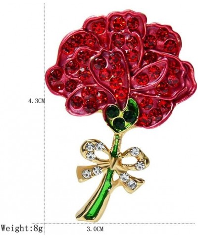 Enamel Red Carnation Flower Brooch Flower Brooches Badge Pin Carnation Rhinestone Brooch Pin Breastpin Jewelry Accessories Gi...