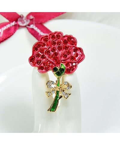 Enamel Red Carnation Flower Brooch Flower Brooches Badge Pin Carnation Rhinestone Brooch Pin Breastpin Jewelry Accessories Gi...