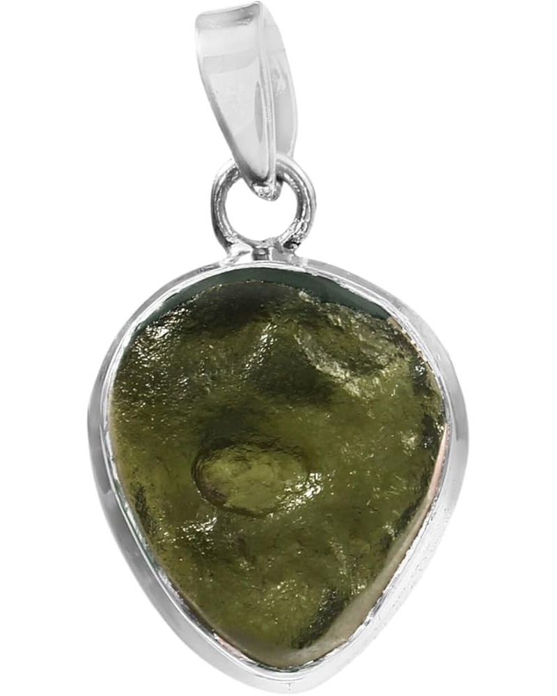 925 Sterling silver Natural Rough Moldavite Gemstone Pendant for women || Raw Gemstone Sterling Silver Pendant Design 4 $15.9...