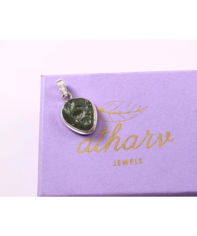 925 Sterling silver Natural Rough Moldavite Gemstone Pendant for women || Raw Gemstone Sterling Silver Pendant Design 4 $15.9...