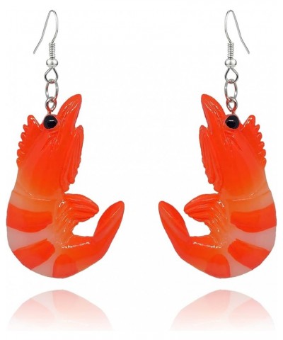 Unique Handmade Crayfish Earrings Funny Simulation River Shrimp Animal Dangle Drop Statement Earrings For Women Girls prawns ...