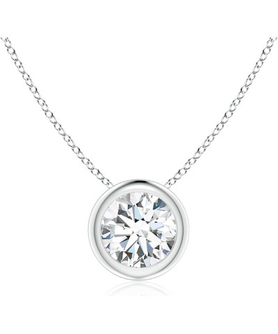 Bezel-Set Round Shape Lab-Grown Diamond Solitaire Pendant in 14K Solid Gold/Platinum for Women | April Birthstone Jewelry for...