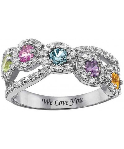 Mother's Birthstone Ring with 5 Stones 14K White Gold $81.00 Rings