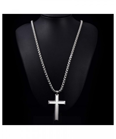 Cool Cross Pendant Necklace Classic High Polish Sterling Silver Shiny Cross Pendant Long Necklace for Men/Women E51mm*28mm(2....