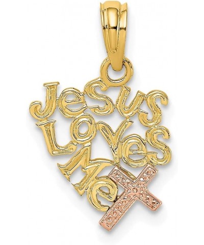 Solid 14k Yellow and White Gold Two Tone Jesus Loves Me Charm Pendant - 18mm x 12mm $57.15 Pendants