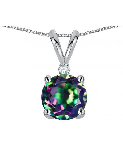 Solid 10k Gold Classic One Stone Round 7mm Pendant Necklace Mystic Topaz Rose Gold $70.95 Necklaces