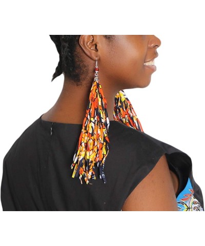 African Fabric Tassel Earrings Set for Ankara Fringe Hoop Earrings for women WYB129-24FS1327 $11.55 Earrings