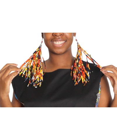 African Fabric Tassel Earrings Set for Ankara Fringe Hoop Earrings for women WYB129-24FS1327 $11.55 Earrings