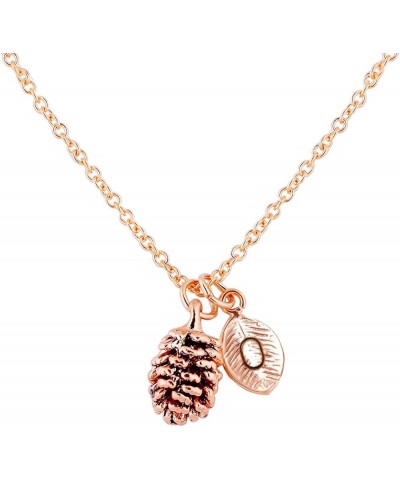 Rose Gold Dainty Pinecone Necklace Initial Necklace Nature Necklace for Her O $12.26 Necklaces