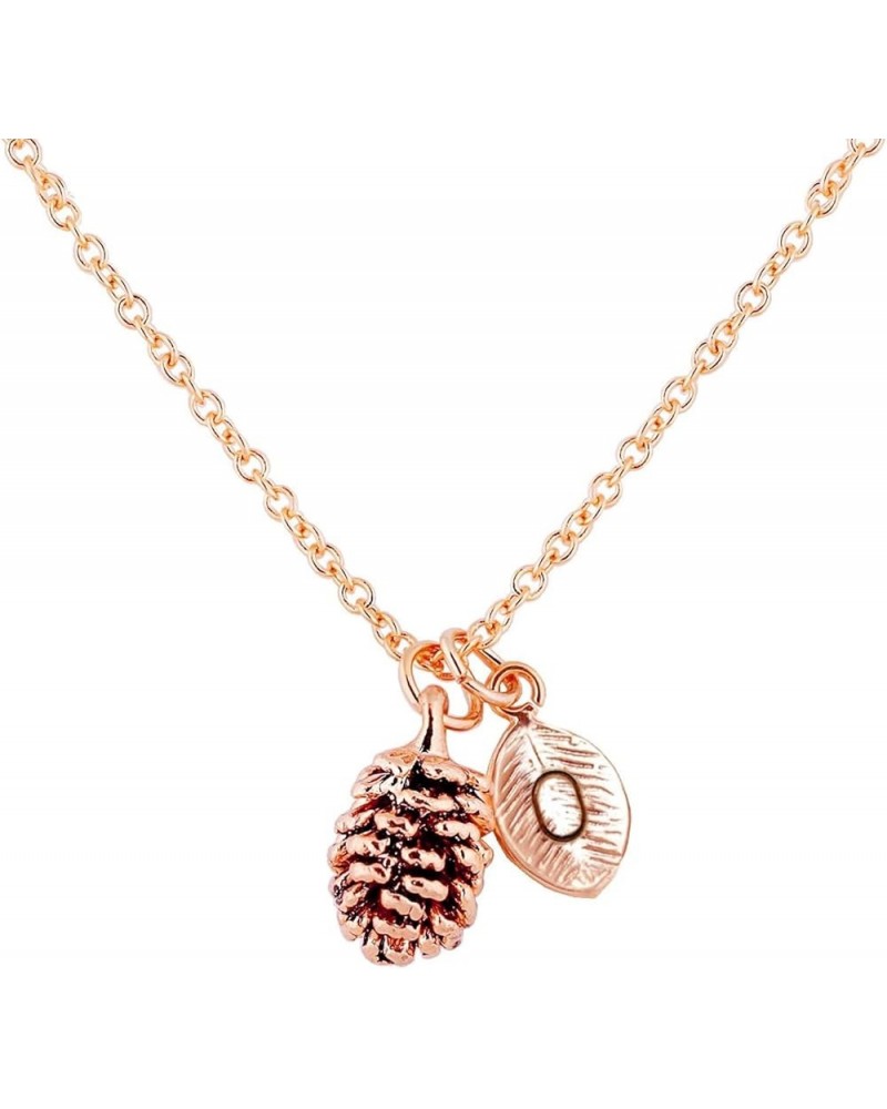 Rose Gold Dainty Pinecone Necklace Initial Necklace Nature Necklace for Her O $12.26 Necklaces