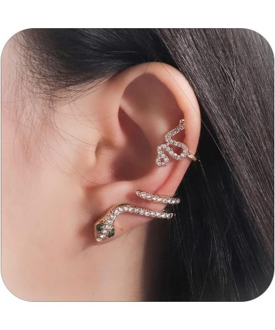 Crystal Snake Stud Earrings for Women Gold Snake Cuff Earrings Silver Punk Snake Earrings Rhinestone Snake Climber Earrings J...