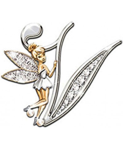 Initial Letter Brooch Pins Rhinestone Crystal Elf Angel Collar Pins Brooches For Girls Women Accessories V $7.13 Brooches & Pins