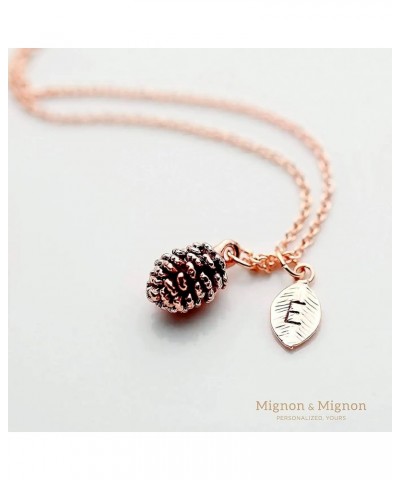 Rose Gold Dainty Pinecone Necklace Initial Necklace Nature Necklace for Her O $12.26 Necklaces