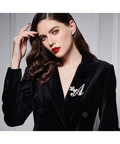 Initial Letter Brooch Pins Rhinestone Crystal Elf Angel Collar Pins Brooches For Girls Women Accessories V $7.13 Brooches & Pins