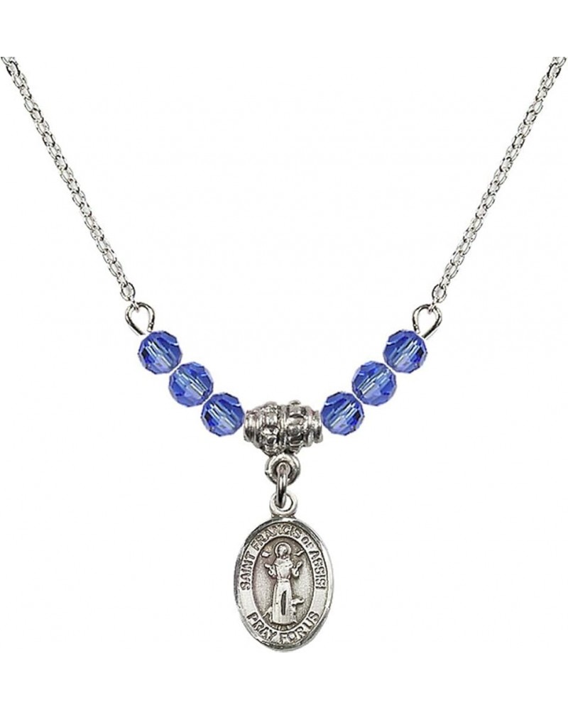 September Birth Month Bead Necklace with Catholic Patron Saint Petite Charm, 18 Inch Saint Francis of Assisi $27.25 Necklaces