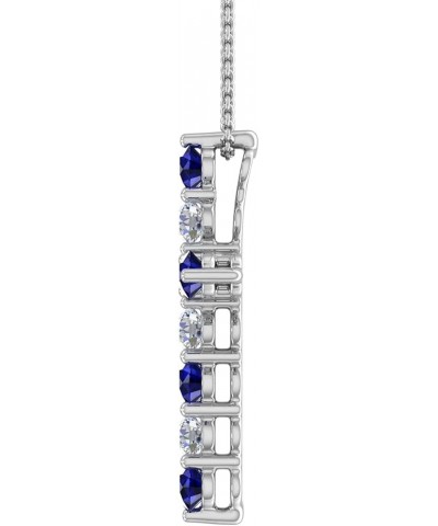 2 Carat Blue Sapphire & White Diamond Cross Pendant Necklace in 14K Gold (Silver Chain Included) White Gold $205.70 Necklaces