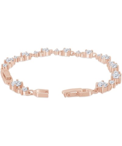 14k Rose Gold Over Sterling Silver Leaf Shape Tennis Bracelet Valentine's Day Gift For Her Cubic Zirconia 7.25 Inches $45.15 ...