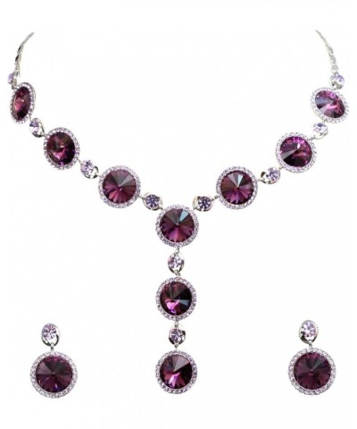 Gorgeous Swarovski Crystal Floral Necklace Earrings Set Purple $25.91 Jewelry Sets