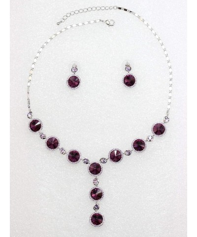 Gorgeous Swarovski Crystal Floral Necklace Earrings Set Purple $25.91 Jewelry Sets