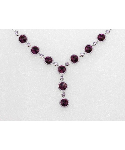 Gorgeous Swarovski Crystal Floral Necklace Earrings Set Purple $25.91 Jewelry Sets