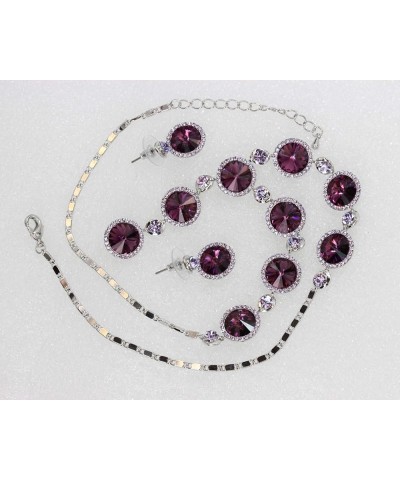 Gorgeous Swarovski Crystal Floral Necklace Earrings Set Purple $25.91 Jewelry Sets