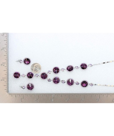 Gorgeous Swarovski Crystal Floral Necklace Earrings Set Purple $25.91 Jewelry Sets