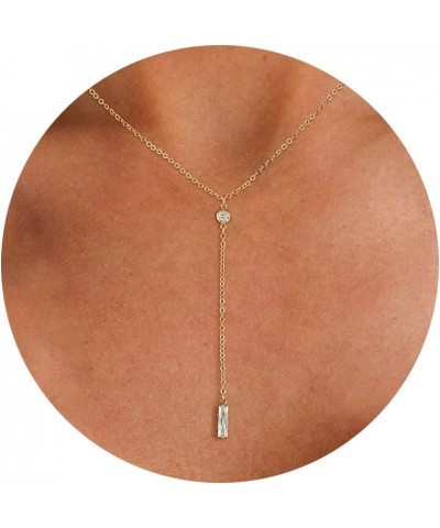 Diamond Necklaces for Women,Dainty 14K Gold Plated Cubic Zirconia Pendant Choker Necklace Cute Simple Layered Necklaces for W...