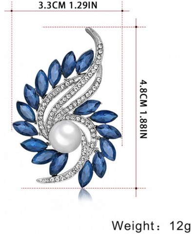 Stainless Steel Corsage Diamond Encrusted Rotating Flower Brooch Fashion Clothing Accessory Pearl Floral Brooch Pin Lot (Blue...