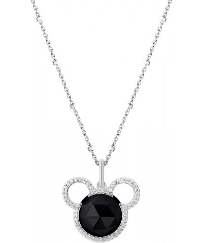 Disney Jewels Mickey Gemstone Pendant in Sterling Silver with 1/6 Cttw Diamonds Onyx $182.40 Necklaces