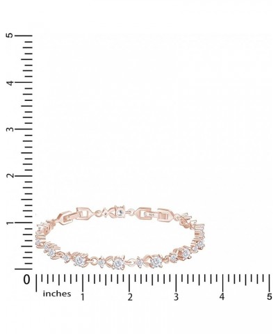 14k Rose Gold Over Sterling Silver Leaf Shape Tennis Bracelet Valentine's Day Gift For Her Cubic Zirconia 7.25 Inches $45.15 ...