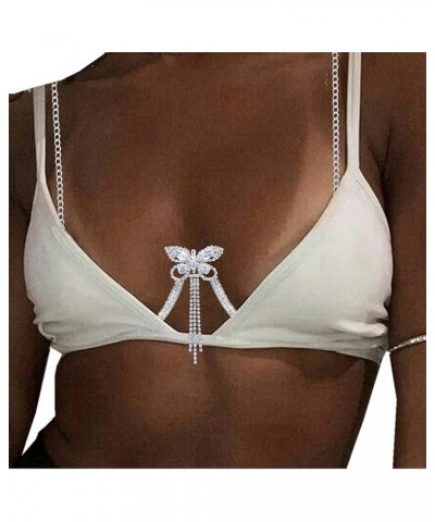 Rhinestone Crown Chest Bracket Chain Sexy Bikini Bra Beach Body Chain Lingerie Nightclub Body Jewelry for Women Butterfly $10...