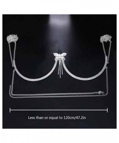 Rhinestone Crown Chest Bracket Chain Sexy Bikini Bra Beach Body Chain Lingerie Nightclub Body Jewelry for Women Butterfly $10...