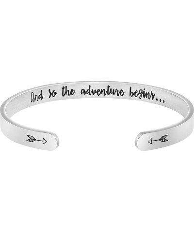 Daughter Mother Bracelets Wide Cuff Bangle Message Engraved Christmas Gifts for Her And so adventure begins... $11.38 Bracelets