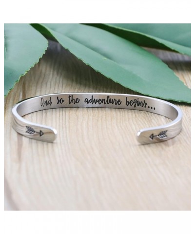 Daughter Mother Bracelets Wide Cuff Bangle Message Engraved Christmas Gifts for Her And so adventure begins... $11.38 Bracelets