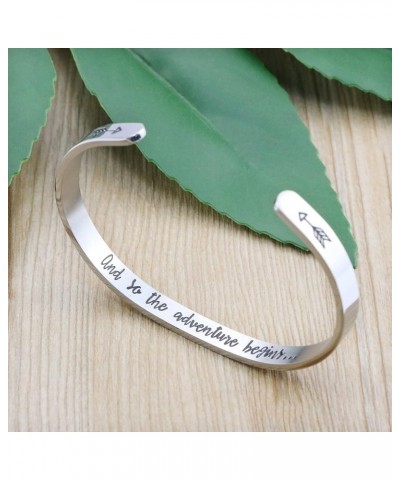 Daughter Mother Bracelets Wide Cuff Bangle Message Engraved Christmas Gifts for Her And so adventure begins... $11.38 Bracelets