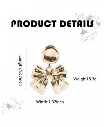 Bow Earrings Gold for Women, Ribbon Earrings Cute Bowknot Stud Bow Jewelry Party Fashion Earings Gift Gold Bow Stud Earrings ...