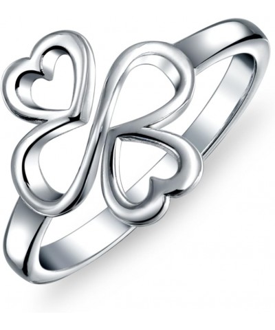 Amulet Talisman Inspirational Intertwine Symbol Heart Infinity Clover Love Luck Unity Pave CZ Ring For Women Teens Girlfriend...