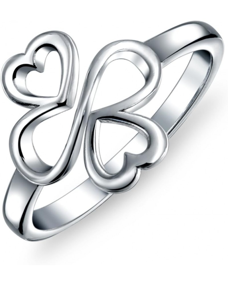 Amulet Talisman Inspirational Intertwine Symbol Heart Infinity Clover Love Luck Unity Pave CZ Ring For Women Teens Girlfriend...