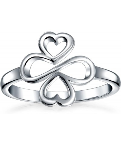 Amulet Talisman Inspirational Intertwine Symbol Heart Infinity Clover Love Luck Unity Pave CZ Ring For Women Teens Girlfriend...