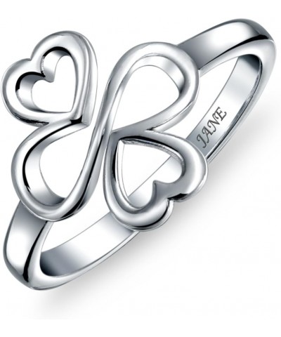 Amulet Talisman Inspirational Intertwine Symbol Heart Infinity Clover Love Luck Unity Pave CZ Ring For Women Teens Girlfriend...