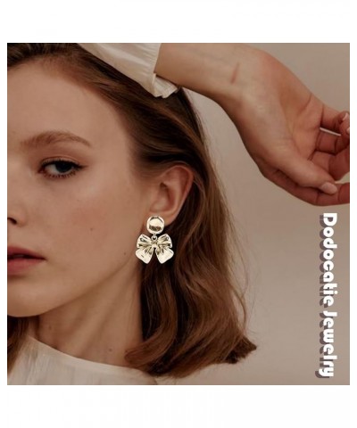 Bow Earrings Gold for Women, Ribbon Earrings Cute Bowknot Stud Bow Jewelry Party Fashion Earings Gift Gold Bow Stud Earrings ...