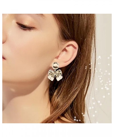 Bow Earrings Gold for Women, Ribbon Earrings Cute Bowknot Stud Bow Jewelry Party Fashion Earings Gift Gold Bow Stud Earrings ...