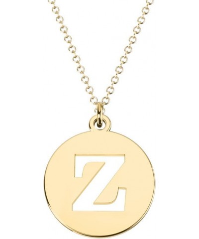 10K Yellow Gold Intial Disc Cutout Pendant by JEWLR 16.0 Inches Z $67.90 Necklaces