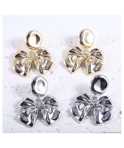 Bow Earrings Gold for Women, Ribbon Earrings Cute Bowknot Stud Bow Jewelry Party Fashion Earings Gift Gold Bow Stud Earrings ...