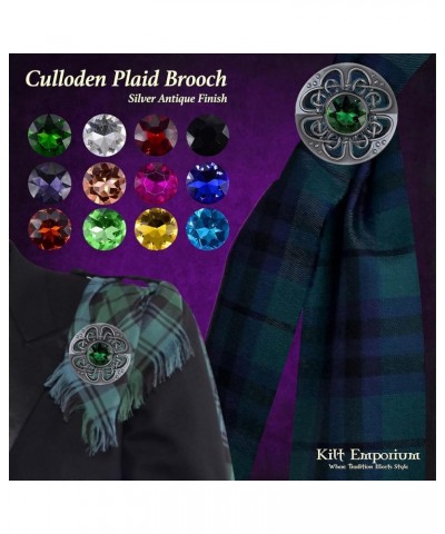 Culloden Plaid Brooch - Elegant Pewter Silver Antique Finish Celtic Kilt Pin, Various Gemstone Colors, 3-Inch Diameter Red $1...